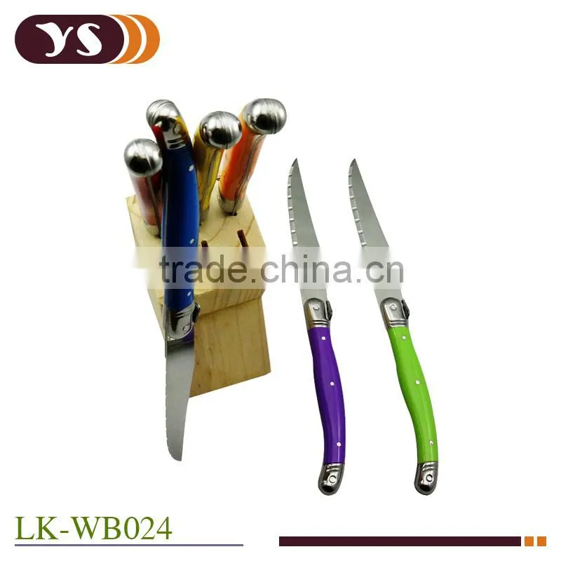 laguiole steak knives set with wooden holder