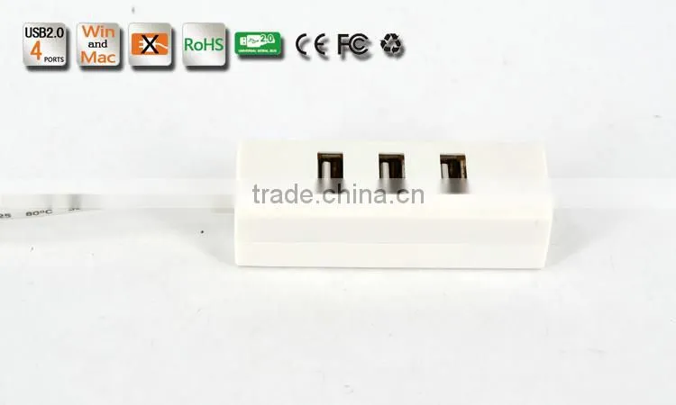 Wholesale Slim-shape Low Cost Portable and Ultra-Light Plastic Casing usb hub, 480MBPS 4-Port USB 2.0 Hub