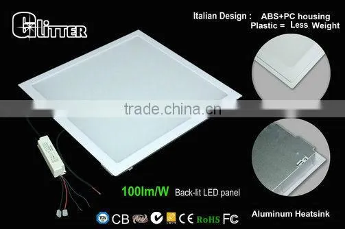 95-100lm/W LED ceiling panel 60x60 (Italian design LED panel 600x600 with TUV,SAA,GS,CB)