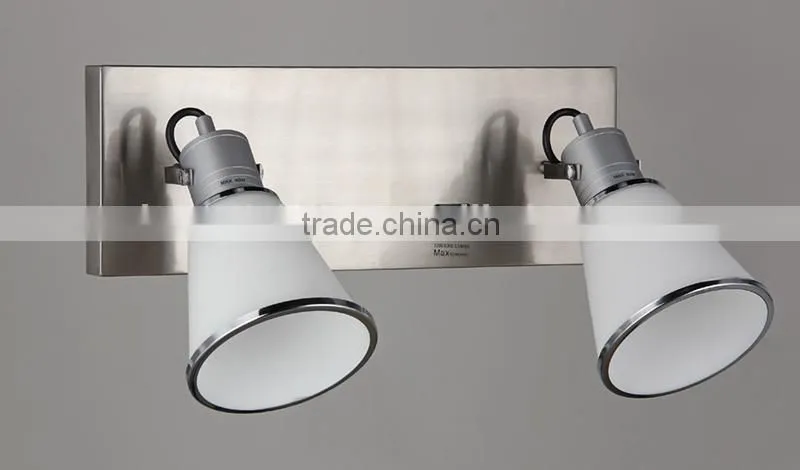 Glass double Wall Lamp with Brushed Nickel Finish with power outlet