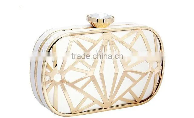 2014 leather with metal hollow evening bags fashion clutch Evening Bag