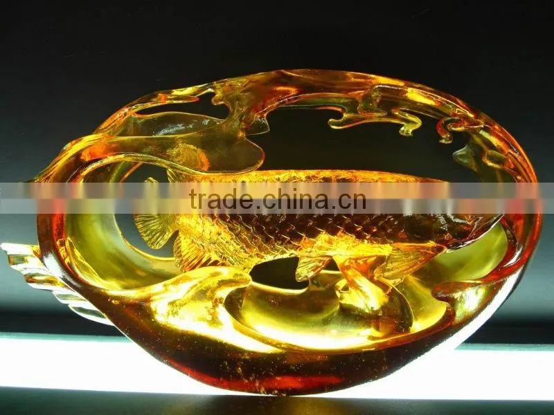 glass art--home decoration--Golden Arowana fish--BS211