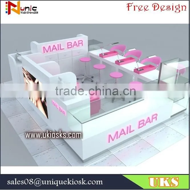 Factory made nail kiosk | shopping mall nail kiosk design | manicure table with nail dust collector for sale