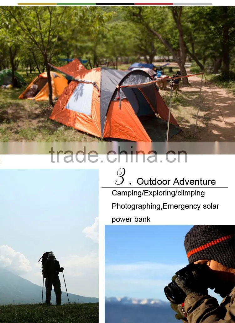 2015 gift CE FCC ROHS approved portable charger power bank/paly solar power bank/outdoor mobile phone charger