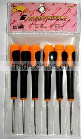 6 pcs Double color PP Handle Flat Screwdriver