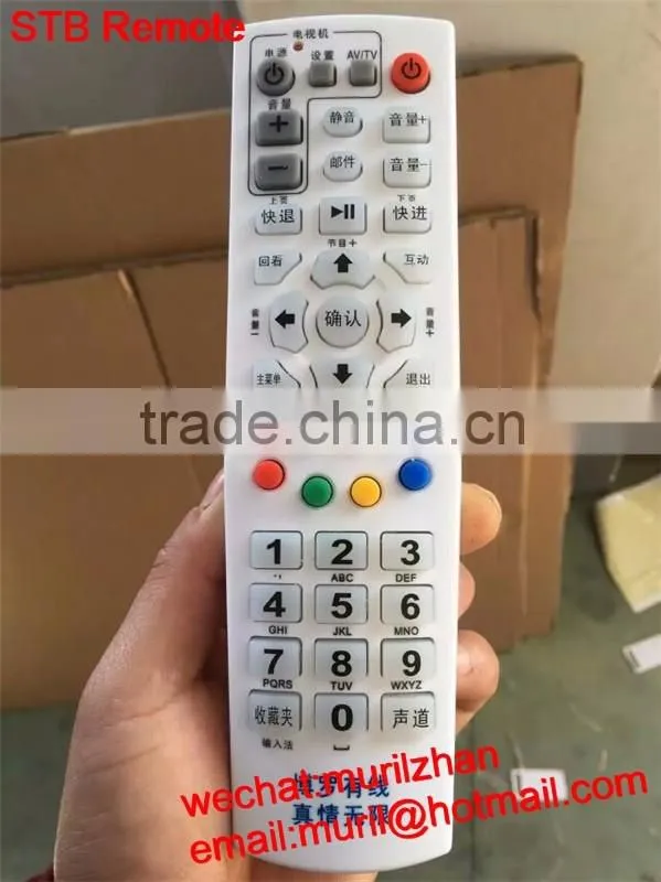 High Quality White 42 Keys Network set-top box remote control for Guangzhou Boluo,remote network box with Learning/copy