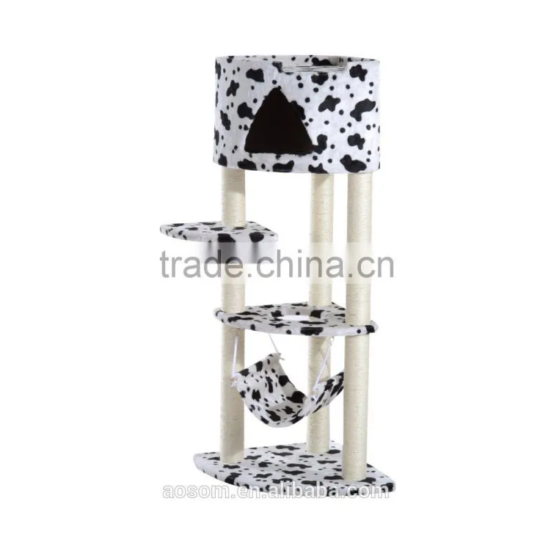 Pawhut 51" Multi-Level Cat Tree Tower - Black/White