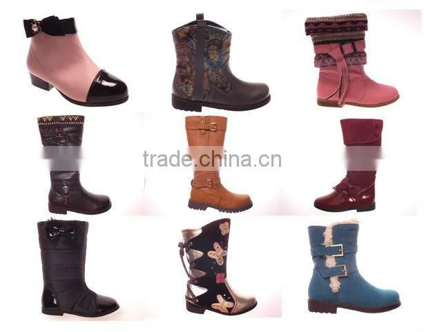 Cute kids winter boots with bowknot decoration 2014