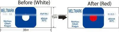 Food safe sticker, low temperature indicator/Irreversible/From 15 to 30 deg.C/Made in Japan