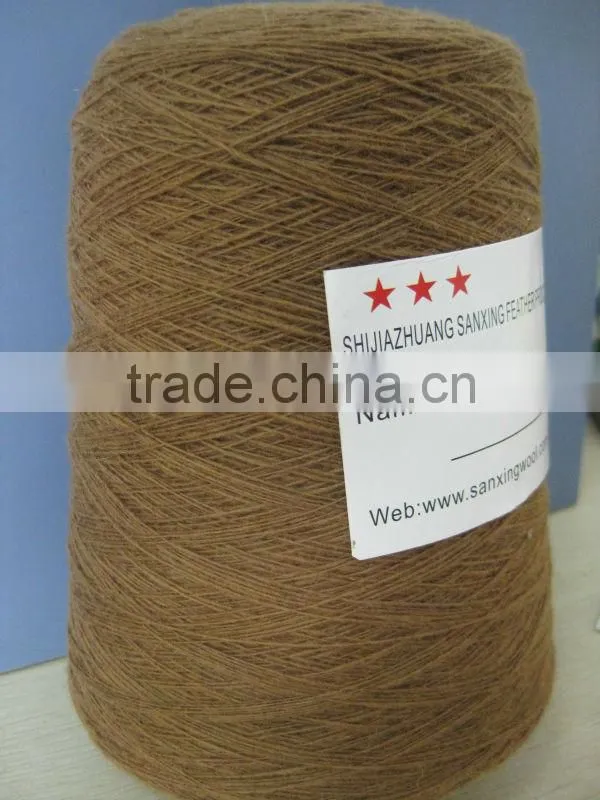 100% Chinese sheep cashmere yarn,14/1NM, dyed brown color