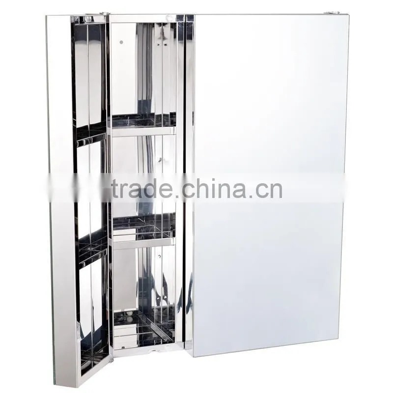Stainless Steel Bathroom Mirror Cabinet, Double Doors