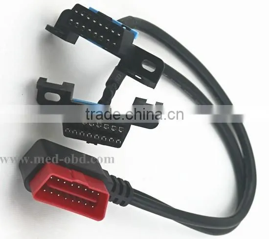OBD2 Splitter Y Cable, right-angle J1962M to 2 J1962F, 1ft