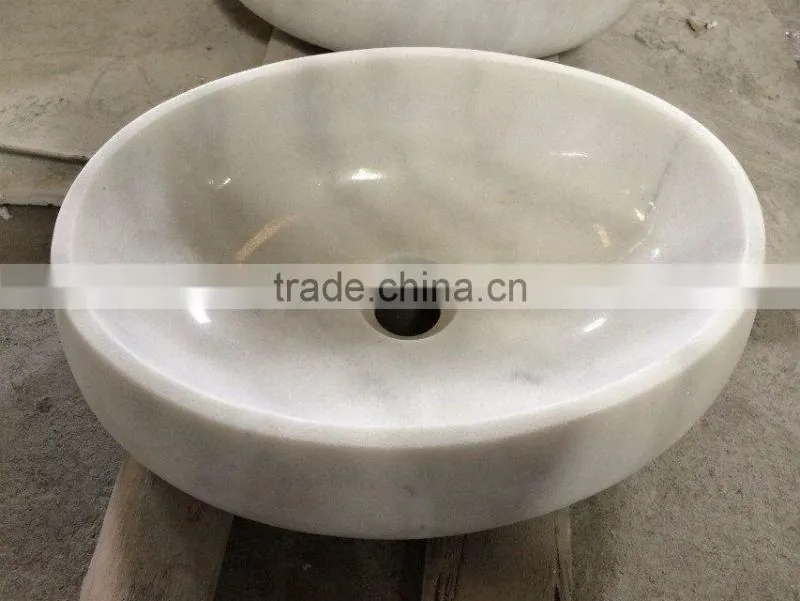 Carrara white marble sinks round basin hot sale