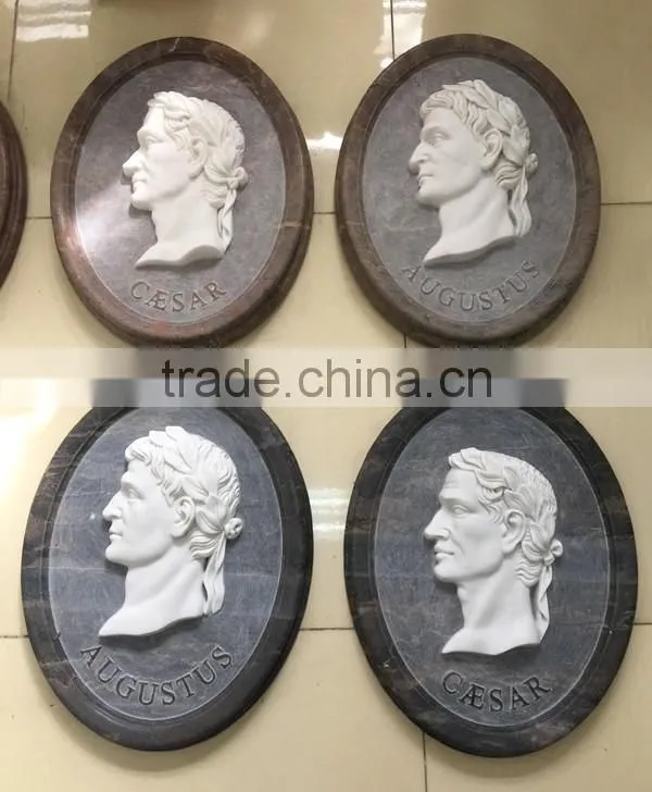 Modern Marble Human Head Relief Carving Sculpture