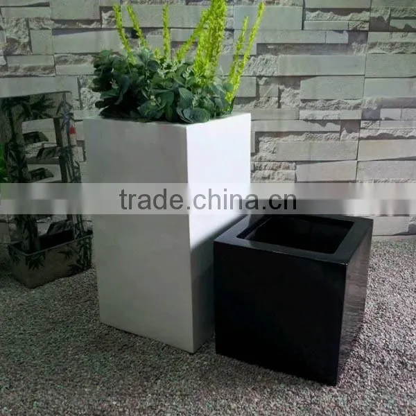 Fiberglass Modern Sandstone Smoothly Cube Planter