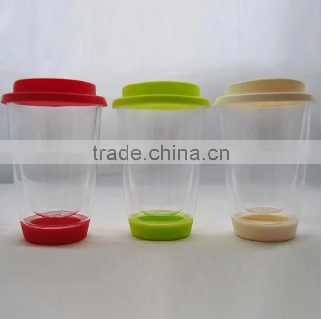 OEM Double wall borosilicate glass cup with lid