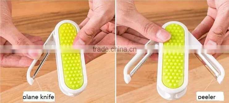 Wholesale Stock Portable Folding 3 In 1 Plane Knife Fruit Vegetable Peelers