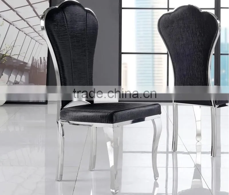 Metal frame lounge used leather dining chair