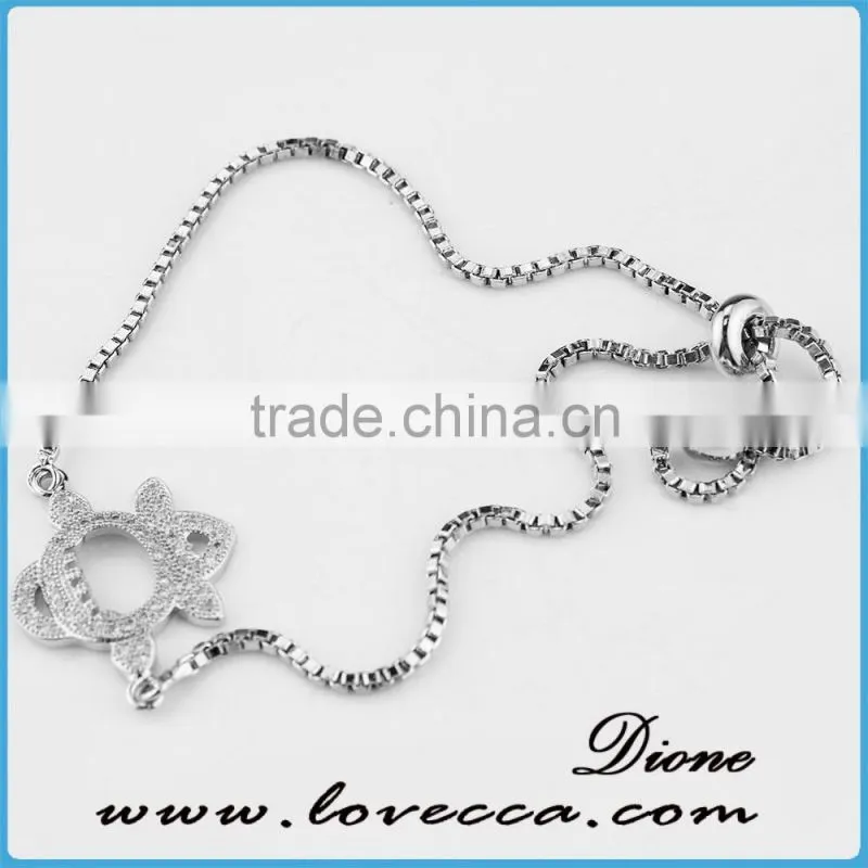 Micro pave jewelry bracelet little bear charm silver zircon bracelet