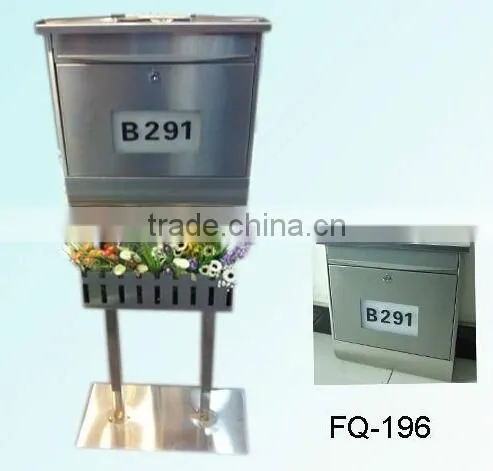 FQ-196 Cast iron metal vertical mailbox stainless steel solar house numbers wall mounted letterbox