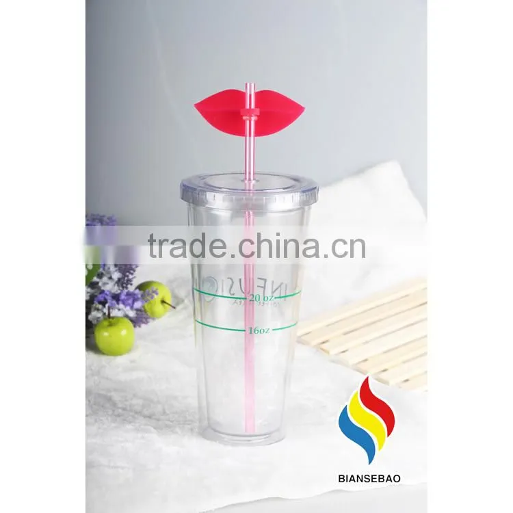 Clear PS/AS cup with logo plastic tumbler 16oz