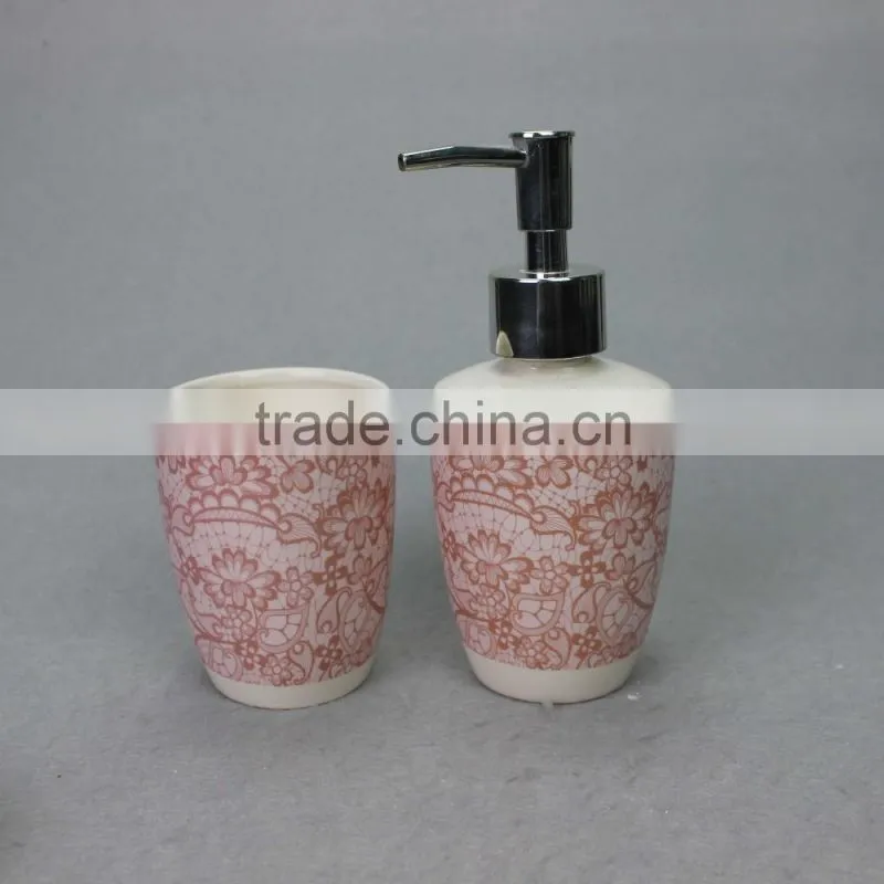 3 pcs Wood texture ceramic bathroom accessories set