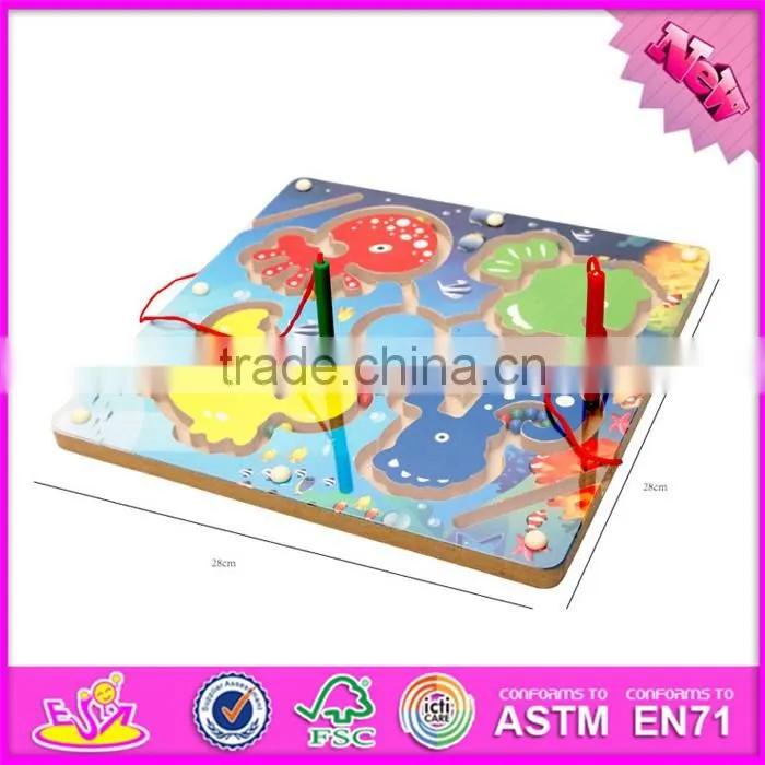 2017 New products develop intelligence children toy wooden magnetic maze W11H018