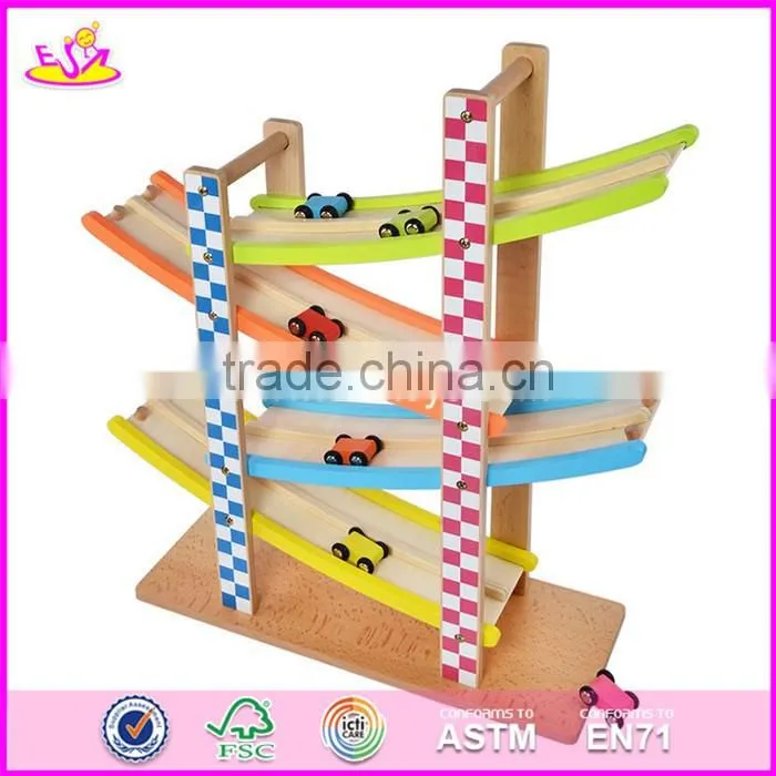 2017 new design 3 levels funny children wooden toy car track W04E052