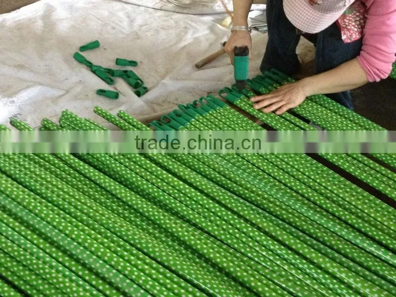 Colorful plastic cap wooden broom handle