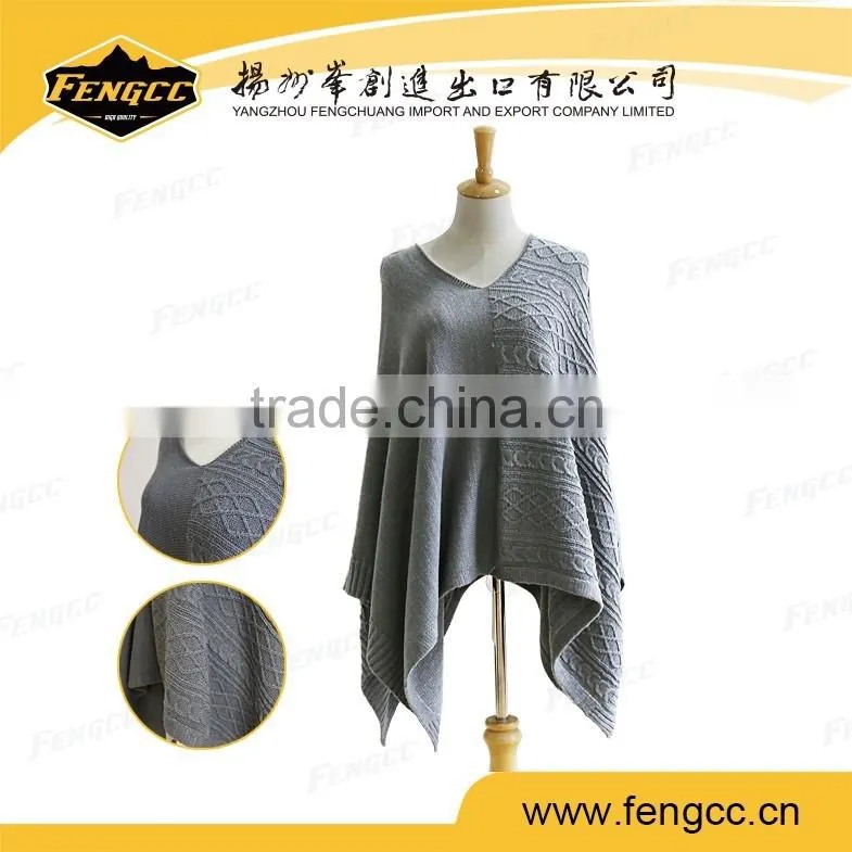 Fashion autumn snow ladies tassel peruvian ponchos in navy color