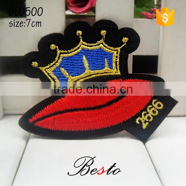 New latest beautiful smile fabric embroidery patch for baby girl dresses