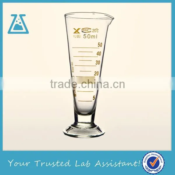 Cone Shape Lab Glass Measuring Cup With Glass Base
