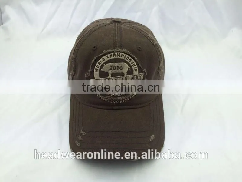Custom Washed Distressed Leisure Baseball Caps with Embroidery Patch