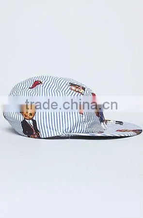 100% cotton fitted cap blank cheap flat brim hat 5 panel