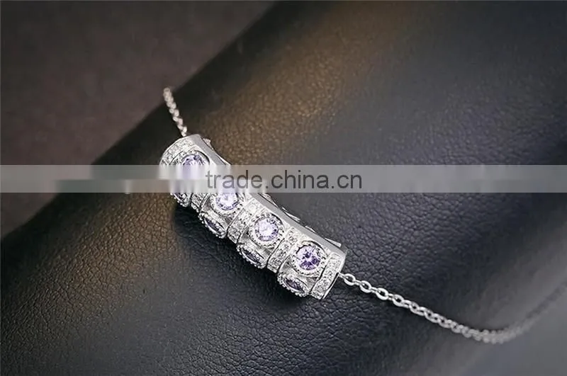 925 Sterling Silver Zircon bend pendant necklace