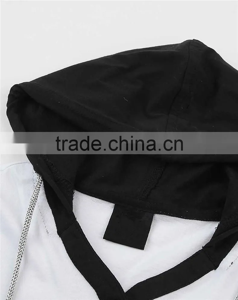 Unisex v-neck t-shirts with short sleeves with hood