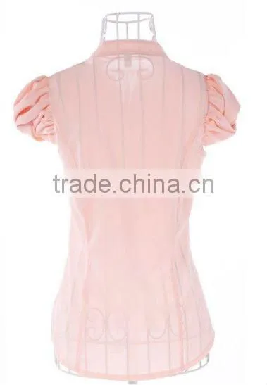 2013 Fashion Korean pink shirts /short sleeve summer tops and blouses