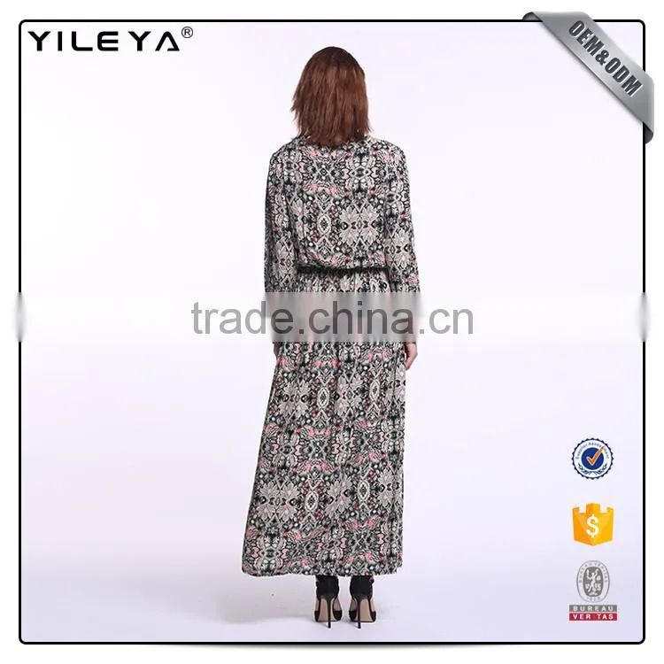 Brazilian style with pattern printing brazil casual dress,wholesale long sleeves maxi dresses