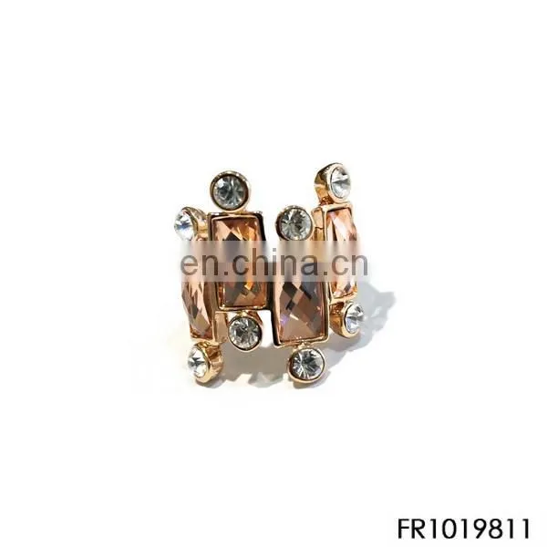 colorful crystal latest gunmetal adjustable finger ring designs