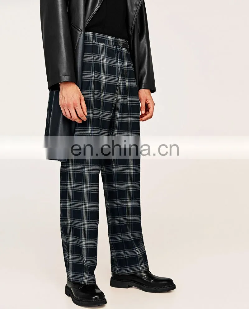 Most Fashionable In 2017 Wholesale Men Casual Checked Wide Leg Trousers