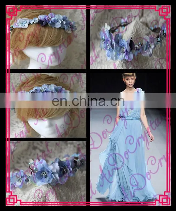 Aidocrystal elegance blue artificial flower crown fascinators, wedding party tiaras for women