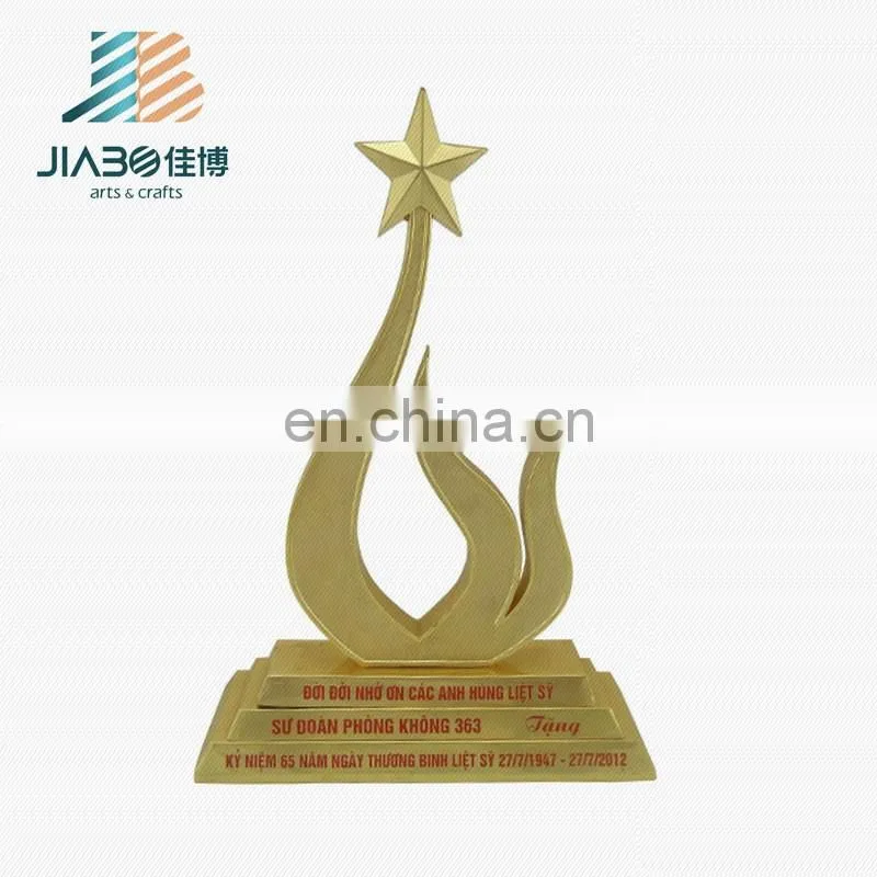 custom design 24k gold plated metal star trophy