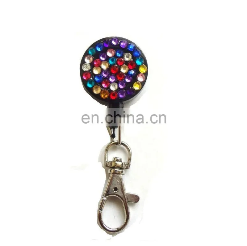 Fashion bling bling rhinstone studded retractable rhinestone lanyard