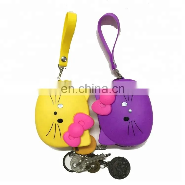 Factory Supplier Cat Design Coin Bag Women Fashion Wallet Silicone Material Purse