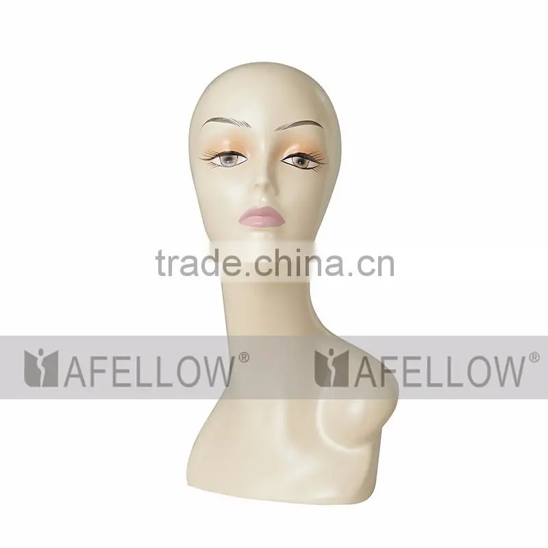 Cheap head mannequin female realist display hair mannequin H1099