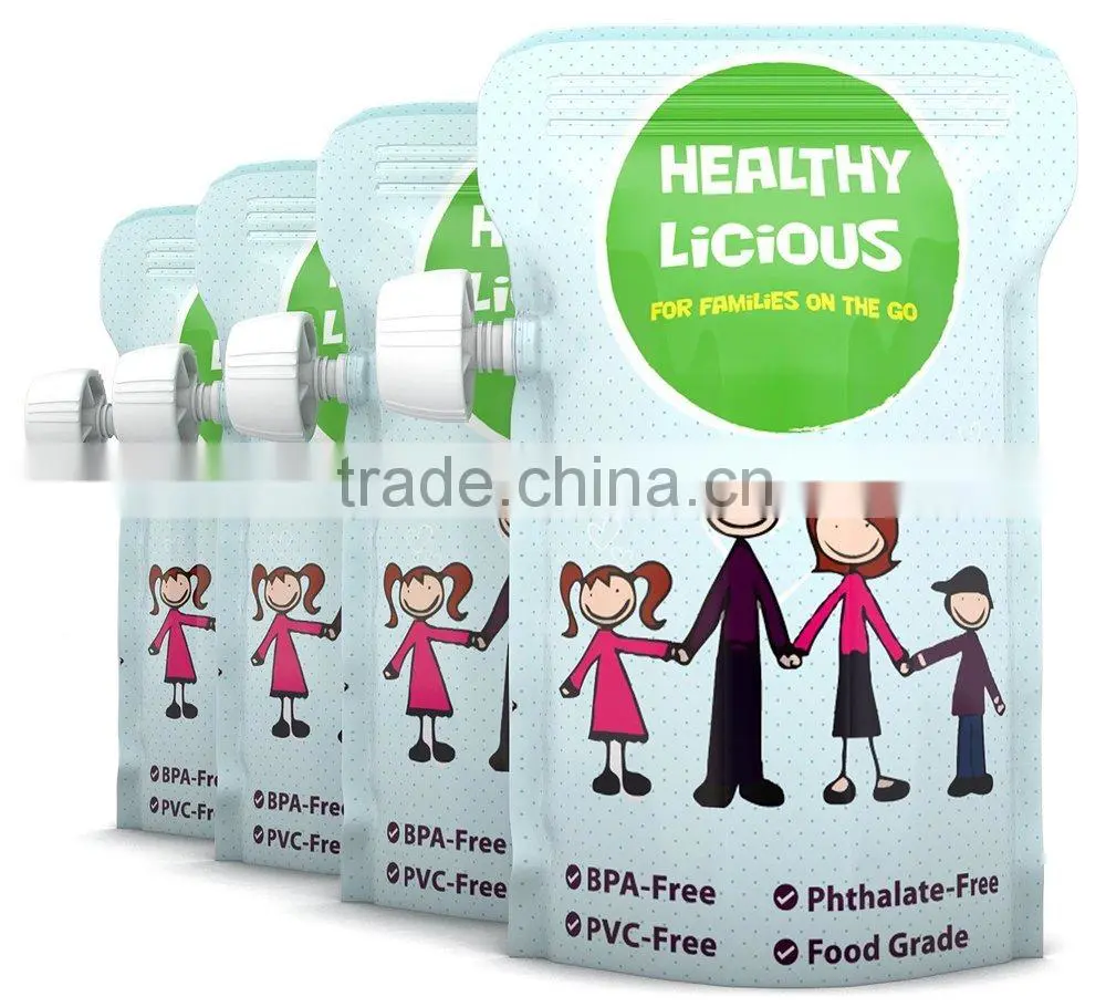 china made plastic foil laminated resealable stand up pouch with corner spout for baby food