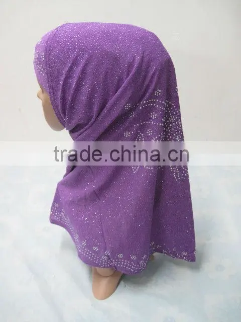 A487 Popular beaded 2pcs al amira two pieces hijab