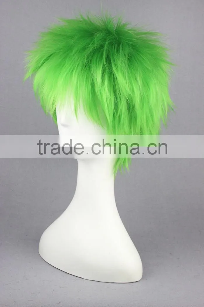 High Quality 35cm Short Straight Sabaku Kosuke Ueki Green Mixed Synthetic Anime Wig Cosplay Hair Wig Party Wig