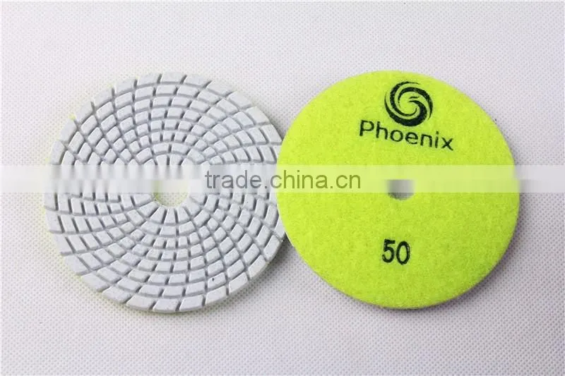 High quality 100mm swirl wet polishing pads for marble with 4.00mm