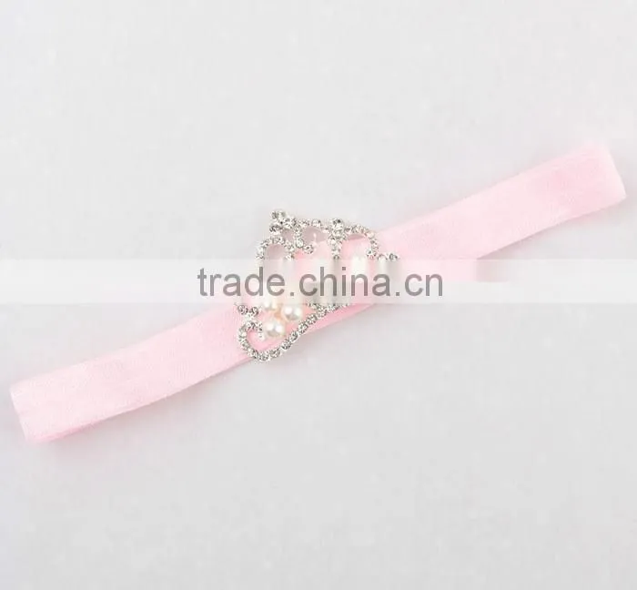 European kids headbands new arrival baby girl pearls crown headbands infant baby elastica hair bands